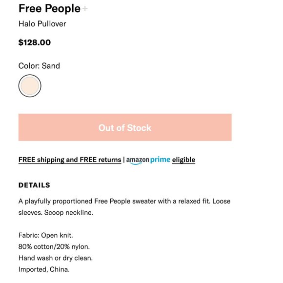 Free People Halo Pullover sweater in cream small - Picture 6 of 13